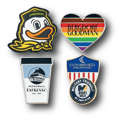 Custom Lapel Pins - 3/4" (0.75") Screen on Cloisonne Hard Enamel